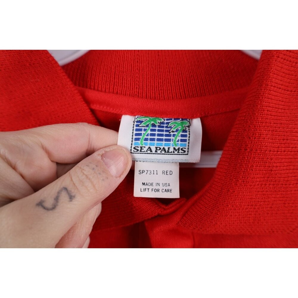Vtg 80s 90s Streetwear Mens Medium Blank Knit Collared Golf Polo Shirt Red USA - Picture 5 of 15